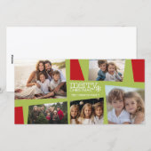 5 Foto Holiday Collage Retro Joy en Vrede - Limoen Feestdagenkaart (Voorkant / Achterkant)