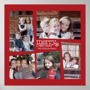 5 Foto Holiday Collage - Rood Poster