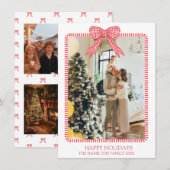 5 Foto Kerst Coquette Bow Grandmillennial Feestdagenkaart (Voorkant / Achterkant)