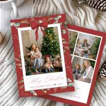 5 foto Kerstgroen rode strik Vrolijk Kerstfeest
