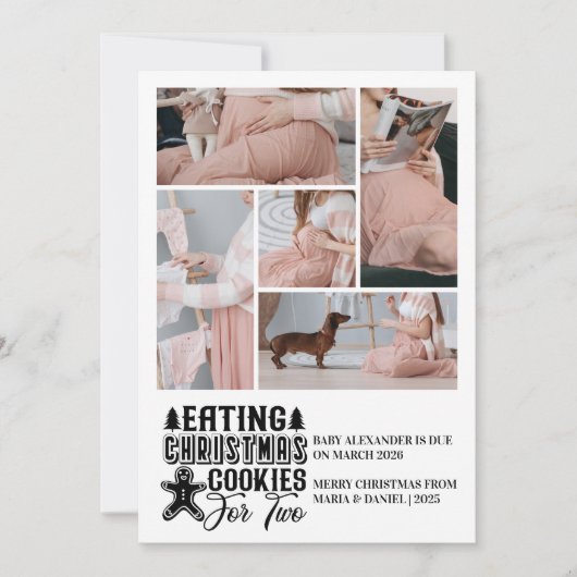 5 Foto Kerstkoekjes voor 2 Zwangerschap Feestdagenkaart (Voorkant)