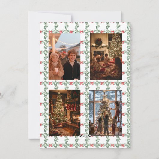 5 Foto Kerstmis Monogram Foto Grandmillennial Feestdagenkaart (Achterkant)