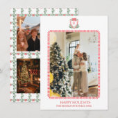 5 Foto Kerstmis Monogram Foto Grandmillennial Feestdagenkaart (Voorkant / Achterkant)