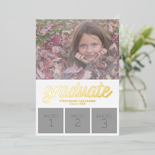 5 Foto koninklijke gradustrie Uitnodiging (Staand Voorkant)