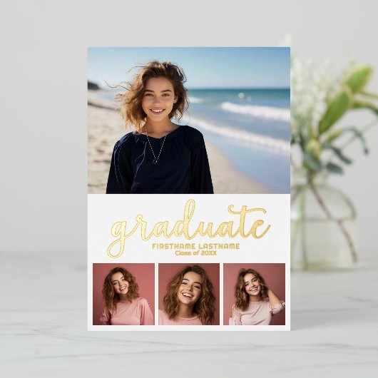 5 Foto koninklijke gradustrie Uitnodiging (Staand Voorkant)