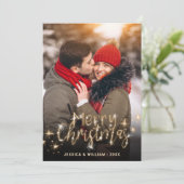 5 FOTO Merry Kerstmis Gold Sparkle Greeting Holi Feestdagenkaart (Staand voorkant)