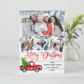 5 Foto Merry kerstrood Boerderij Truck Feestdagenkaart (Staand voorkant)