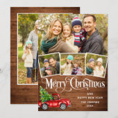 5 Foto Merry kerstrood Boerderij Truck Feestdagenkaart (Voorkant / Achterkant)
