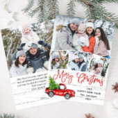 5 Foto Merry kerstrood Boerderij Truck Feestdagenkaart