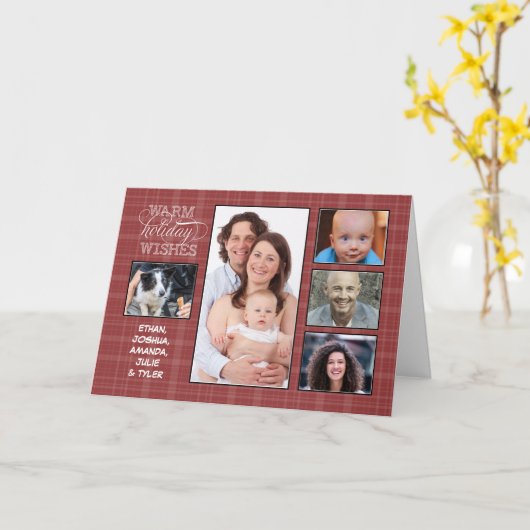 5 Foto met kerstrood randje Kaart (Gele Bloem)