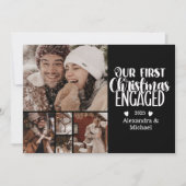 5 foto minimalistische eerste kerst verloofd feestdagenkaart (Voorkant)