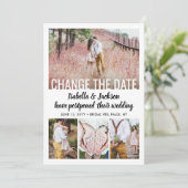 5 Foto Modern Minimal Weddenschap Postpone | Wijzi Save The Date (Staand voorkant)