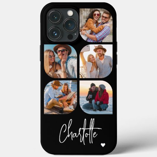 5 Foto Modern Trendy Simple Persoonlijke Naam Case-Mate iPhone Case (Achterkant)