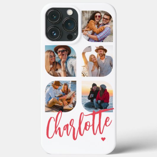 5 Foto Modern Trendy Simple Persoonlijke Naam Case-Mate iPhone Case (Achterkant)