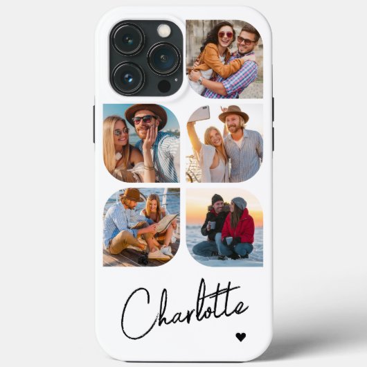 5 Foto Modern Trendy Simple Persoonlijke Naam Case-Mate iPhone Case (Achterkant)