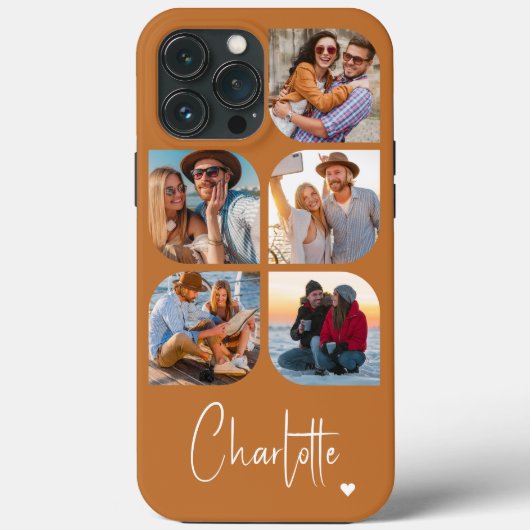 5 Foto Modern Trendy Simple Persoonlijke Naam Case-Mate iPhone Case (Achterkant)
