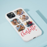 5 Foto Modern Trendy Simple Persoonlijke Naam Case-Mate iPhone Case<br><div class="desc">5 Foto Modern Trendy Simple Heart Persoonlijke iPhone Phone-tassen zijn voorzien van vijf van je favoriete foto's met je persoonlijke naam in een elegant roze kalligrafiekscript dat is voorzien van een liefdeshart. Personaliseer door de tekst in het verstrekte tekstvakje uit te geven. Perfect voor verjaardag, Kerstmis, Moederdag, baby showers, vrijgezellenfeesten,...</div>