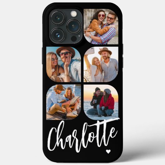 5 Foto Modern Trendy Simple Persoonlijke Naam Case-Mate iPhone Case (Achterkant)