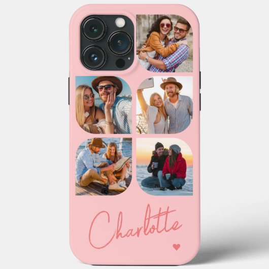5 Foto Modern Trendy Simple Persoonlijke Naam Case-Mate iPhone Case (Achterkant)