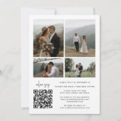 5 Foto moderne elegante QR code bruiloft Kaart (Achterkant)