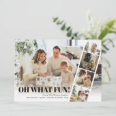 5 Foto Oh Wat Leuk Kerst QR Code Feestdagenkaart (Staand voorkant)