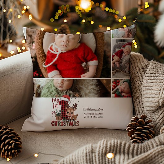 5 Foto Plaid Rendier Eerste Kerstmis Kussen