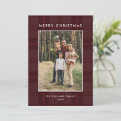 5 Foto Retro Kerstmis Plaid Groet Feestdagenkaart (Staand voorkant)