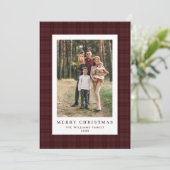 5 Foto Retro Kerstmis Plaid Groet Feestdagenkaart (Staand voorkant)