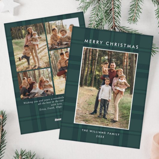 5 Foto Retro Kerstmis Plaid Groet Feestdagenkaart