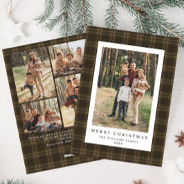 5 Foto Retro Kerstmis Plaid Groet Feestdagenkaart