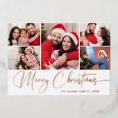 5 FOTO Roos met kerstcadeautjes voor feestjes Gold Folie Feestdagenkaart (Voorkant)