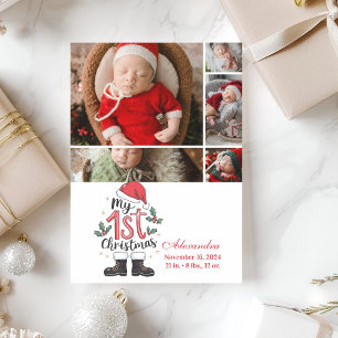5 Foto Schattige Santa Baby 1st Christmas Feestdagenkaart
