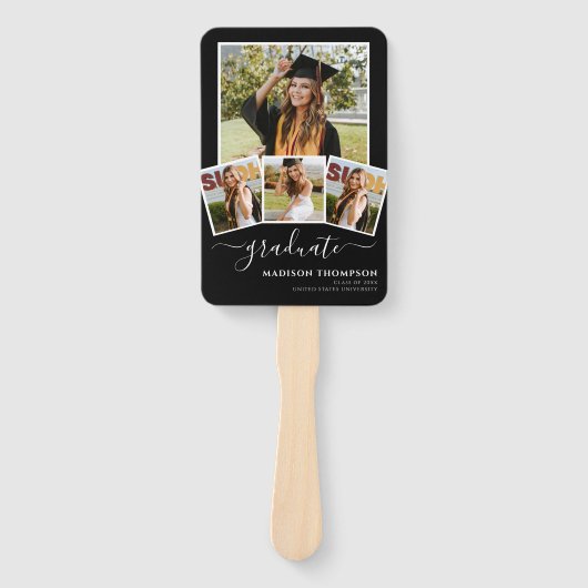 5 Foto Simple Afstuderen Black White Handwaaier (Voorkant)