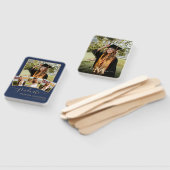 5 Foto Simple Afstuderen Navy Blue en Gold Handwaaier (Niet-gemonteerd)