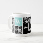 5-foto sjabloon gepersonaliseerd monogram koffiemok (Voorkant links)