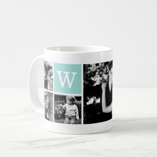 5-foto sjabloon gepersonaliseerd monogram koffiemok (Voorkant links)