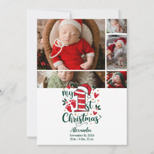 5 Foto Suikerstok Baby 1e Kerstmis Feestdagenkaart