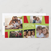 5 Foto Vakantie Collage Retro Vreugde en Vrede - L Feestdagenkaart (Voorkant / Achterkant)