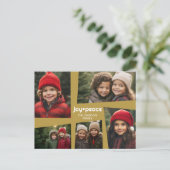 5 Foto Vakantiecadeau Retro Vreugde en Vrede - Gou Feestdagenkaart (Staand voorkant)