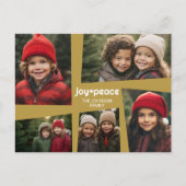 5 Foto Vakantiecadeau Retro Vreugde en Vrede - Gou Feestdagenkaart (Voorkant)