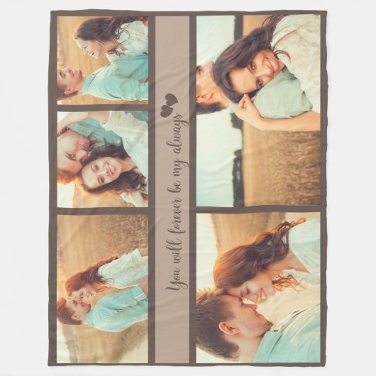 5 Foto Verloving Weddenschap Love Quote Forever Fleece Deken (Voorkant)