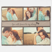 5 Foto Verloving Weddenschap Love Quote Forever Fleece Deken (Voorkant (Horizontaal))