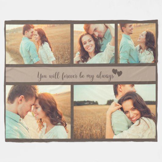 5 Foto Verloving Weddenschap Love Quote Forever Fleece Deken (Voorkant (Horizontaal))