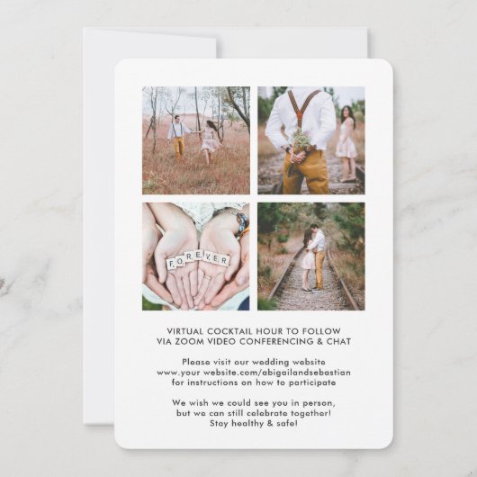 5 Foto virtuele bruiloft lange afstand Kaart (Achterkant)