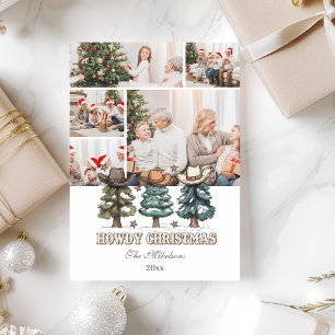 5 foto Western Howdy Christmas Feestdagenkaart