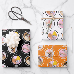 5 Foto willekeurig verspreid patroon gepersonalise Inpakpapier Vel