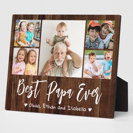5 Fotocollage Beste Papa Ooit Grootkinderen Hout Fotoplaat (Zijkant)