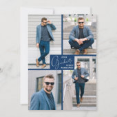 5 Fotocollage Blauw Graduation Party Kaart (Voorkant)