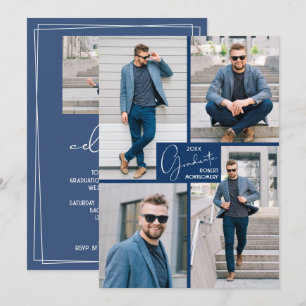 5 Fotocollage Blauw Graduation Party Kaart