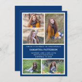 5 Fotocollage Blauw & Wit Afstuderen Kaart (Voorkant / Achterkant)